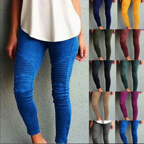 Pants - Moto Leggings with Zipper Ankle Detail